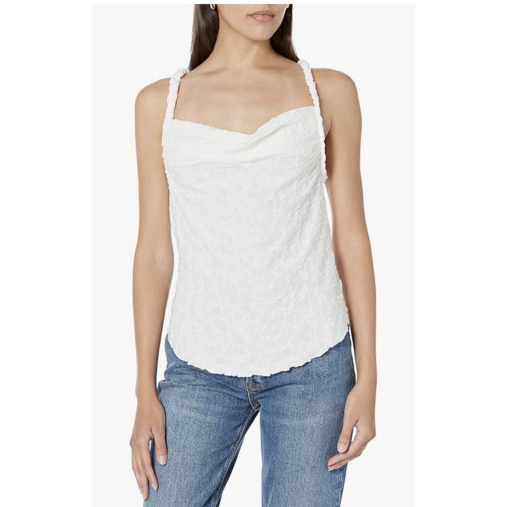 Free People Mykonos Tank Top White Sleeveless Cowl Neck Braided Straps Sz M New